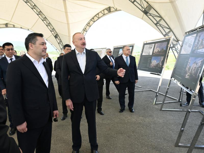 Президенты Азербайджана и Кыргызстана осмотрели разрушенные места города Физули и ознакомились с Генеральным планом города 