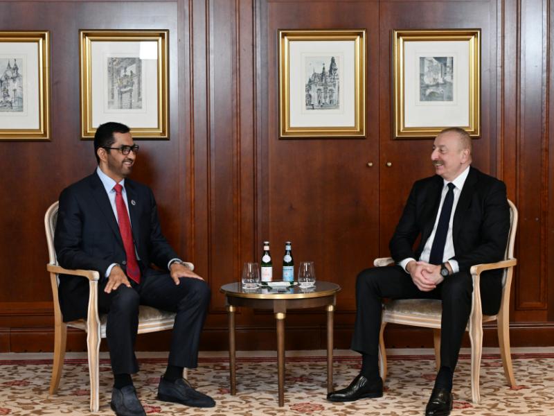 В Берлине состоялась встреча Президента Ильхама Алиева с министром промышленности и передовых технологий Объединенных Арабских Эмиратов
