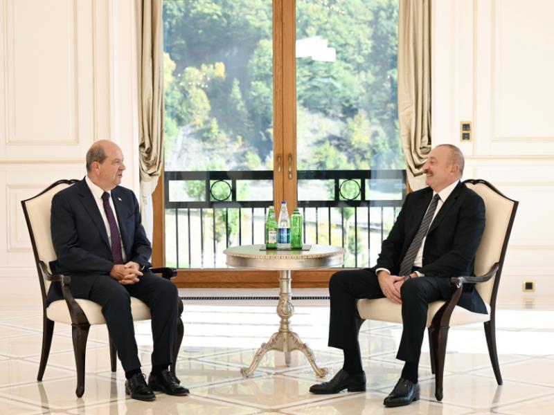 Azərbaycan Prezidenti İlham Əliyev Qəbələdə Şimali Kipr Türk Cümhuriyyətinin Prezidenti ilə görüşüb